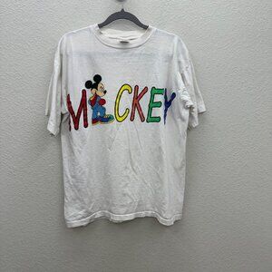 VTG Ritz Mickey Mouse Single Stitch White Graphic Short Sleeve Shirt Mens Large